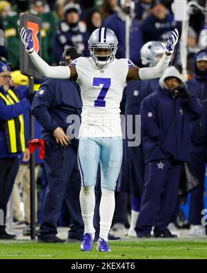 NFC cornerback Trevon Diggs of the Dallas Cowboys celebrates with Seattle  Seahawks Russell Wilson after competing in the Best Catch event at the 2022  Pro Bowl Skills Showdown Wednesday, February 2, 2022