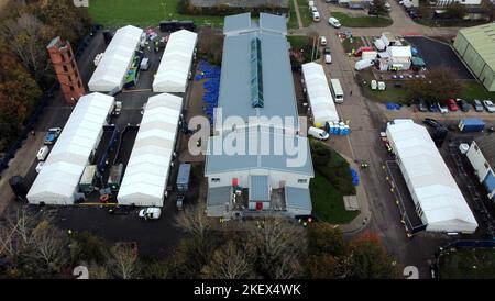 A view of the Manston immigration short-term holding facility located at the former Defence Fire Training and Development Centre in Thanet, Kent. Picture date: Monday November 14, 2022. Stock Photo