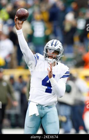 November 13, 2022: Dallas Cowboys quarterback Dak Prescott (4) during the  NFL football game between the Dallas Cowboys and the Green Bay Packers in  Green Bay, Wisconsin. Darren Lee/CSM/Sipa USA(Credit Image: ©