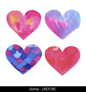 Watercolor illustration set of love Saint Valentine's illustration ...