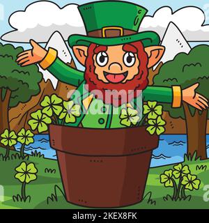 Saint Patricks Day Leprechaun Colored Cartoon  Stock Vector