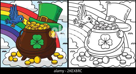 Saint Patricks Day Pot Of Gold Illustration Stock Vector