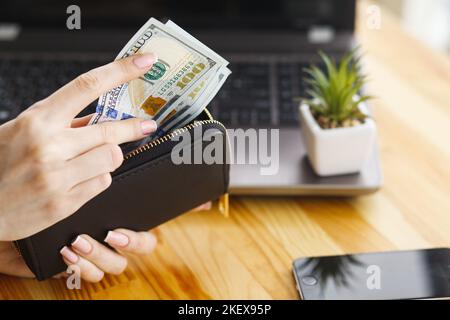 Desk with various gadgets and office supplies Stock Photo