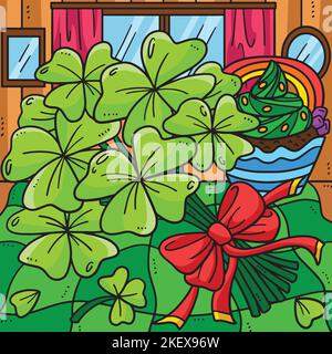 St. Patricks Bundle of Shamrocks Colored Cartoon Stock Vector