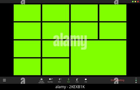 Video call screen template. Online conference concept Stock Vector