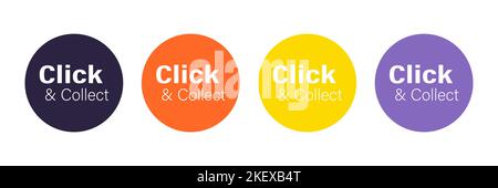 Click and collect on speech bubbles set Stock Vector