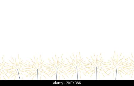 Festive Christmas sparklers decoration lighting element. Holiday background Stock Vector