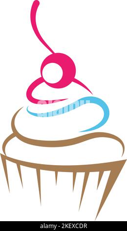 Cake icon logo design illustration Stock Vector