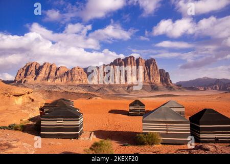 Bedouin style desert resort Wadi Rum Jordan Stock Photo