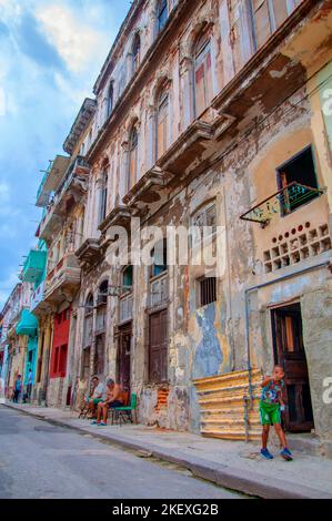 Child walking down the street. Old Havana, Cuba. Stock Photo