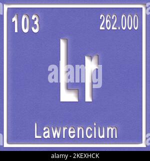 Lawrencium chemical element, Sign with atomic number and atomic weight, Periodic Table Element Stock Photo