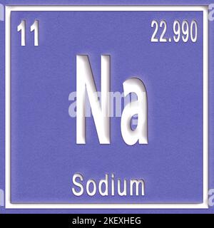 Sodium chemical element, Sign with atomic number and atomic weight, Periodic Table Element Stock Photo