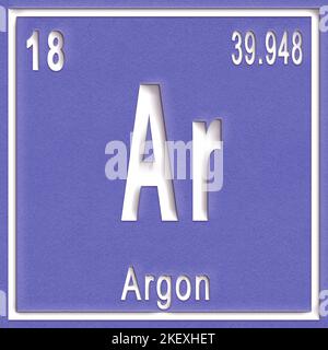 Argon chemical element, Sign with atomic number and atomic weight, Periodic Table Element Stock Photo