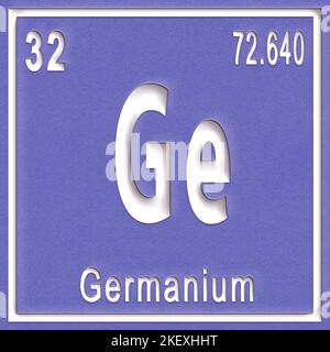 Germanium chemical element, Sign with atomic number and atomic weight, Periodic Table Element Stock Photo