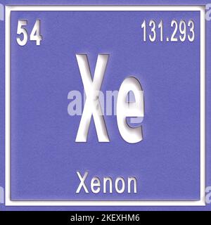 Xenon chemical element, Sign with atomic number and atomic weight ...