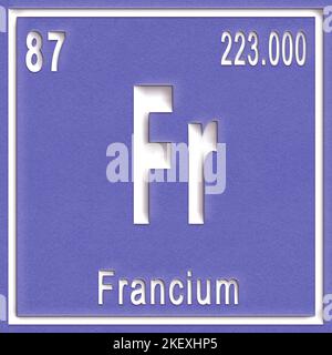 Francium chemical element, Sign with atomic number and atomic weight, Periodic Table Element Stock Photo