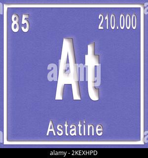 Astatine chemical element, Sign with atomic number and atomic weight, Periodic Table Element Stock Photo