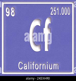 Californium chemical element, Sign with atomic number and atomic weight, Periodic Table Element Stock Photo