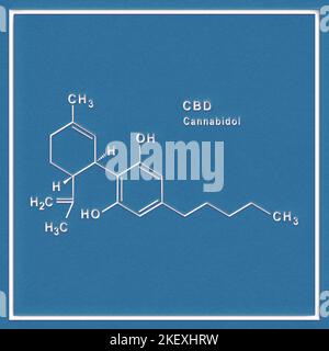 CBD Cannabidiol Structural chemical formula on a white background Stock ...