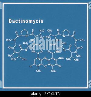 Dactinomycin cancer chemotherapy drug, Structural chemical formula on a white background Stock Photo