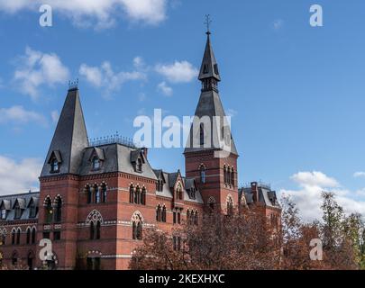 Ithaca, New York-October 25,2022: Sage Hall on the Cornell University campus in Autumn Stock Photo