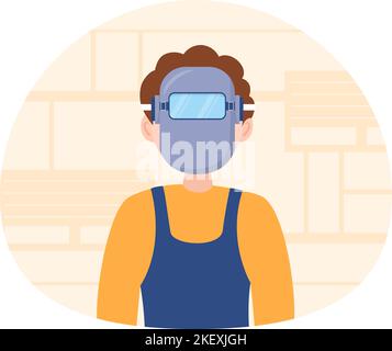 Welding Service with Professional Welder Job Weld Metal Structures, Pipe and Steel Construction in Flat Cartoon Hand Drawn Templates Illustration Stock Vector