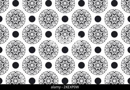 Flat mandala seamless pattern template Stock Vector
