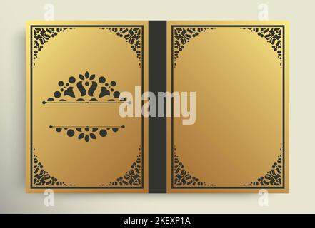 Gold vintage cover with frame ornament Stock Vector