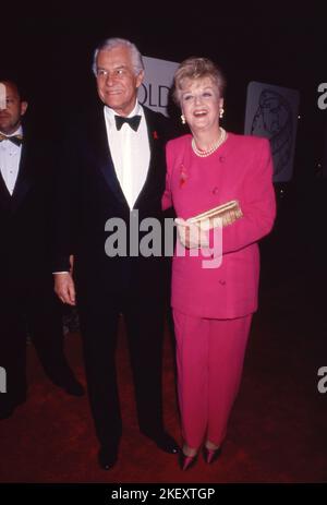 Angela Lansbury and Peter Shaw at the 51st Annual Golden Globe Awards ...