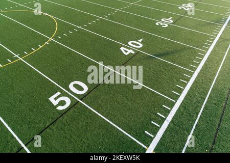 wide angle view of the 50 yard line Stock Photo