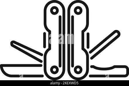 Corkscrew multitool icon outline vector. Army knife. Small utility Stock Vector