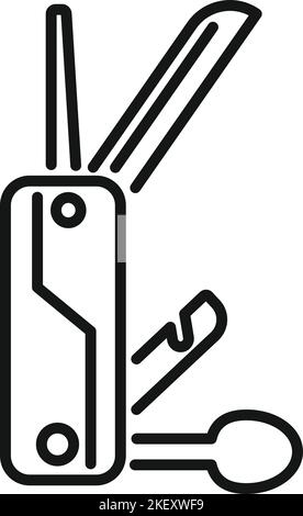 Small multitool icon outline vector. Army knife. Camping metal Stock Vector