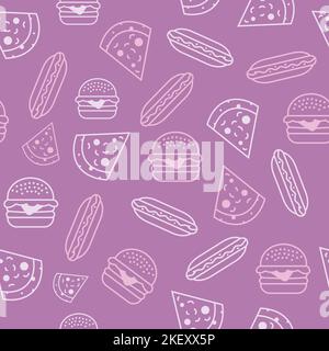 Maroon Fast Food Textured Repeat Pattern Background Design Stock Vector