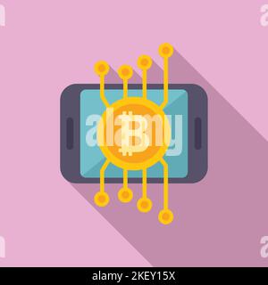 Crypto smartphone icon flat vector. Business money. Finance payment Stock Vector