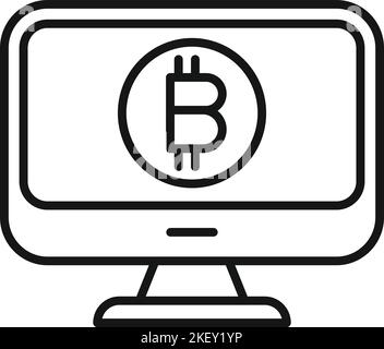 Digital monitor icon outline vector. Money bitcoin. Marketing investment Stock Vector