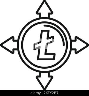Cryptocurrency coin icon outline vector. Crypto money. Evolution barter Stock Vector
