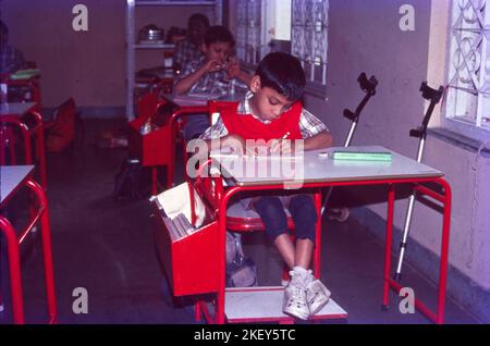 Spastic Children at School in Bombay, India Stock Photo