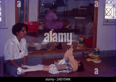 Spastic Children at School in Bombay, India Stock Photo