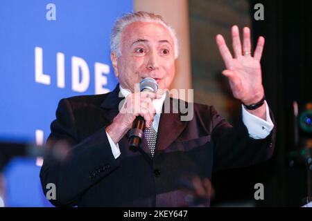 New York, United States. 14th Nov, 2022. Former president Michel Temer during LIDE Brazil Conference - New York at the Havard Club in New York in the United States this Monday, 14. LIDE - Grupo de Líderes Empresariais holds the LIDE Brazil Conference - New York, on 14 and 15 of November, at the Harvard Club, in New York (USA), with institutional support from the Brazilian-American Chamber of Commerce (BACC). (Photo: Vanessa Carvalho/Brazil Photo Press Credit: Brazil Photo Press/Alamy Live News Stock Photo