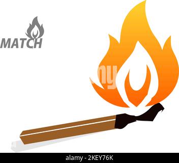 flaming match stick logo vector Stock Vector