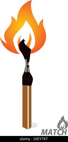 flaming match stick logo vector Stock Vector