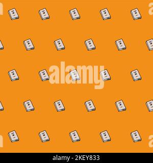 A book seamless pattern on orange background Stock Vector