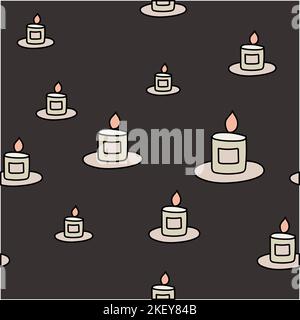 stylish candle seamless pattern on dark background Stock Vector