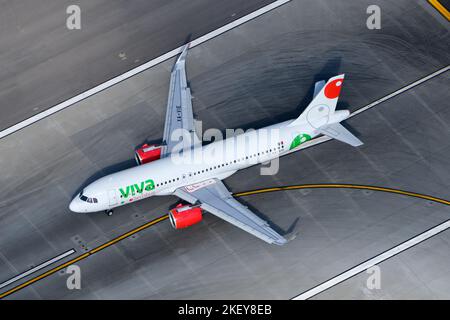 Viva Aerobus Airbus A320neo airplane. Airline Viva Aerobus from Mexico with A320 aircraft. Plane registered as XA-VIE of VivaAerobus. Stock Photo