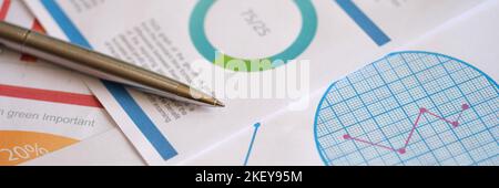 Analysis of financial statements and line charts Stock Photo