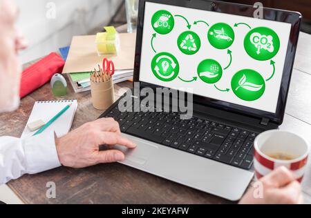Ecology concept shown on a laptop screen Stock Photo