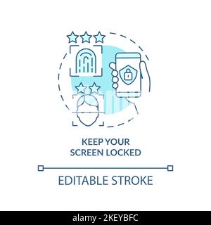 Keep your screen locked turquoise concept icon Stock Vector