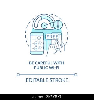 Be careful with public network turquoise concept icon Stock Vector