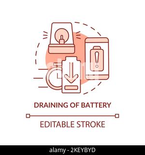 Draining of battery terracotta concept icon Stock Vector