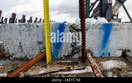 Construction site background. Industrial background. Building construction site work against blue sky Stock Photo